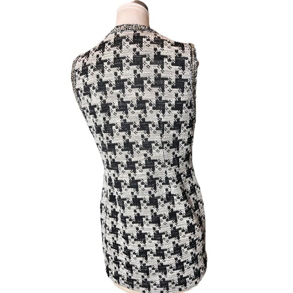 ZARA‎ WOMAN METALLIC THREAD DRESS WITH CHAIN TRIMS BLACK/WHITE Size Medium - Picture 5 of 11